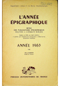 L annee epigraphique annee 1963