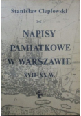 Napisy pamiątkowe w Warszawie XVII XX w
