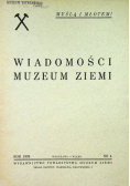 Wiadomości Muzeum Ziemi nr 4 1938 r.