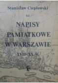 Napisy pamiątkowe w Warszawie. XVII-XX w.