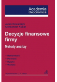 Decyzje finansowe firmy Metody analizy
