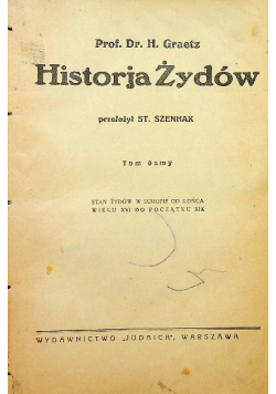 Historja Żydów tom 8 i 9 1929 r.