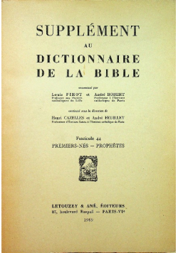 Supplement au Dictionnaire De La Bible Fascicule 44