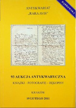 93 aukcja antykwaryczna Książki Fotografie Rękopisy