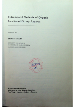 Instrumental Methods of Organic Functional Group Analysis