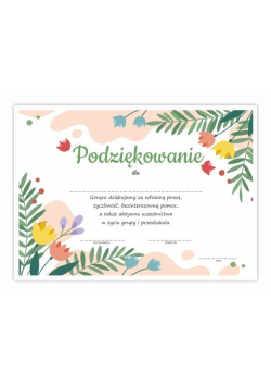 Dyplom A4 podziękowania dla rodziców-Bukiet 10szt