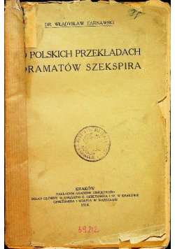 O Polskich przekładach dramatów Szekspira 1914 r.