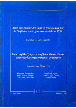 Actes Du Colloque Des Chaires Jean Monnet Sur La Conference Intergouvernementale de 1996