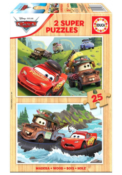Puzzle 2x25 Auta (drewniane) G3