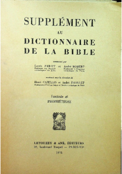 Supplement au Dictionnaire De La Bible Fascicule 46