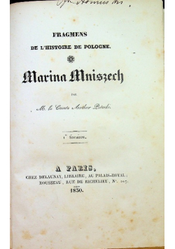 Fragmens De L historie de Polonge Marina Mniszech 1930 r
