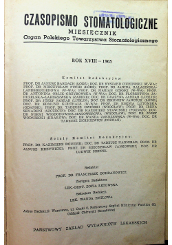 Czasopismo stomatologiczne rok XVIII