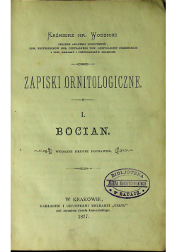 Zapiski ornitologiczne 3 tomy 1877r