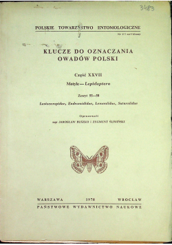 Klucze do oznaczania owadów Polski Część XXVII Motyle Lepidoptera Zeszyt 55 58