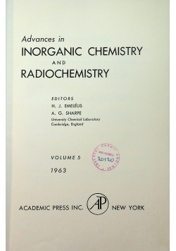 Advances in inoganic chemistry and radiochemistry tom 5