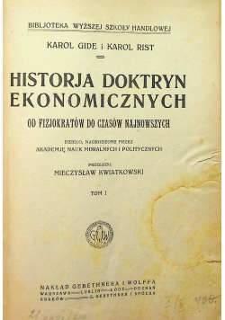Historja Doktryn Ekonomicznych Tom I 1920 r.