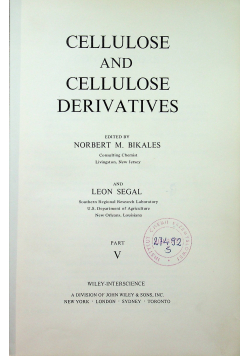 Cellulose and cellulose derivatives Part V