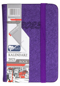 Kalendarz 2023 A7 tyg. Rock fioletowy ELEFANT