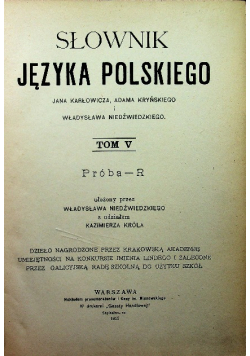 Słownik Języka Polskiego Tom V