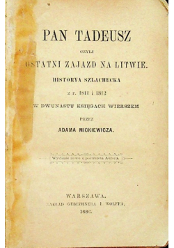 Pan Tadeusz Miniatura 1886 r.