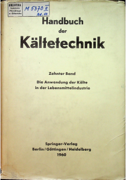 Handbuch der Kaltetechnik