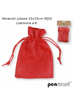 Woreczki jutowe czerwone 10x15cm 6szt