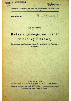 Badania geologiczne Karpat w okolicy Błażowej 1938 r.
