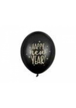 Balony Happy New Year Pastel Black 30cm 6szt