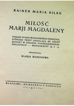 Miłosć Marji Magdaleny 1921r.