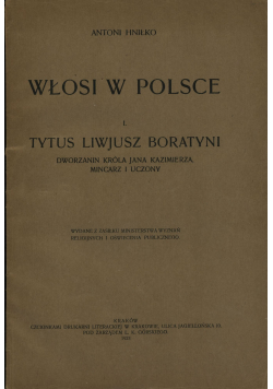 Włosi w Polsce I Tytus Liwjusz Boratyni 1923r