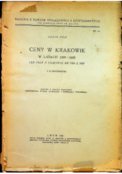 Ceny w Krakowie w latach 1369 1600 1935 r.