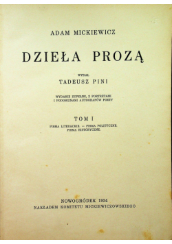 Mickiewicz Dzieła prozą Tom I 1934 r