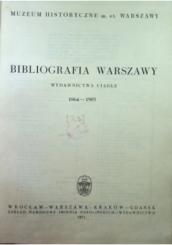 Bibliografia Warszawy 1864 1903