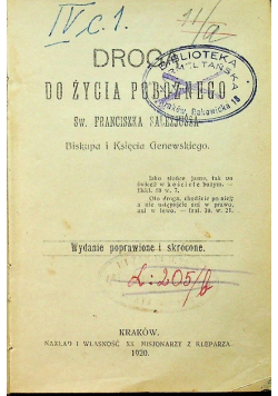 Filotea czyli droga do życia pobożnego 1920r