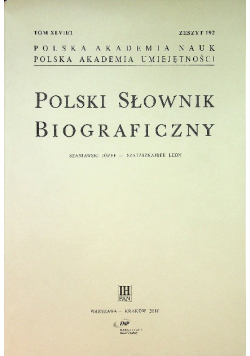 Polski Słownik Biograficzny zeszyt 192