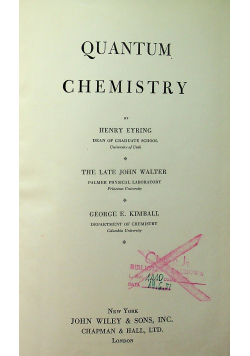 Quantum chemistry 1948 r.