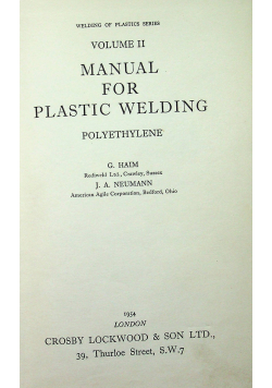 Manual for plastic welding vol II