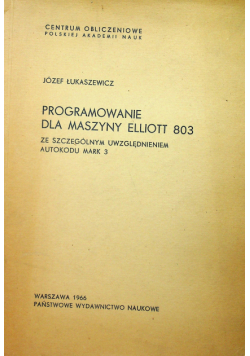 Programowanie dla maszyny Elliott 803