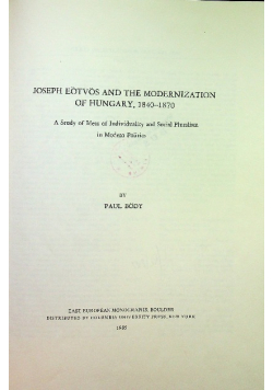 Joseph Eotvos and the modernization of Hungary 1840 - 1870