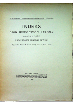 Indeks osób miejscowości i rzeczy 1930 r.