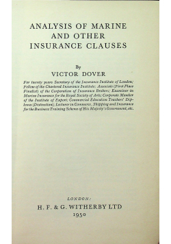 Analysis of Marine and other insurance clauses 1950 r