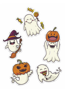 Dekoracje okienne Halloween - Duszki 5szt