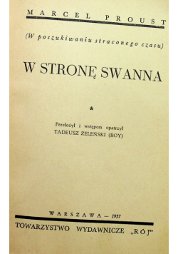 W stronę Swanna  tom I i II 1937r.