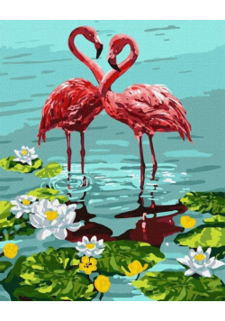 Malowanie po numerach - Para flamingów 40x50cm