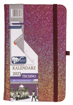 Kalendarz 2023 A6 tyg. Techno różowy ELEFANT