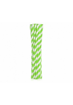 Rurki słomki pap. łamane zielone paski 20cm 12szt