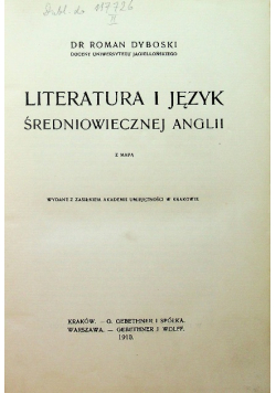 Literatura i język średniowiecznej Anglii 1910 r.
