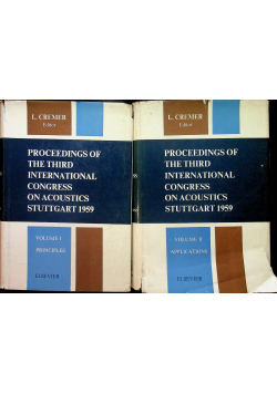 Proceedings of the third international congres on acoustics stuttgart 1959 2 tomy