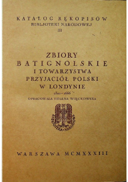 Zbiory batignolskie i towarzystwa przyjaciół  Polski w Londynie 1933 r.