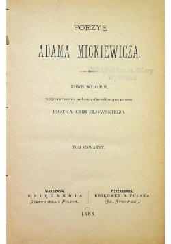 Mickiewicz Poezye Tom IV 1888 r.